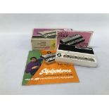 A BOXED POCKET "STYLOPHONE" ALONG WITH THE STYLOPHONE ACCOMPANIMENT RECORD AND TUNE BOOK