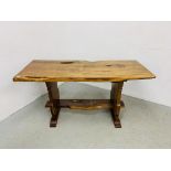 NATURAL SLAB WOOD DINING TABLE - W 160CM. D 66CM. H 78CM.