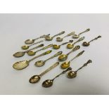 17 VARIOUS SOUVENIR AND SIMILAR SPOONS,