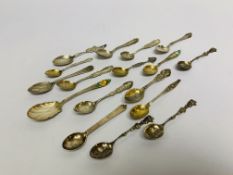 17 VARIOUS SOUVENIR AND SIMILAR SPOONS,