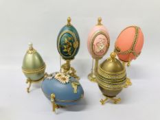 SIX HANDMADE TRINKETS IN THE FORM OF EGGS