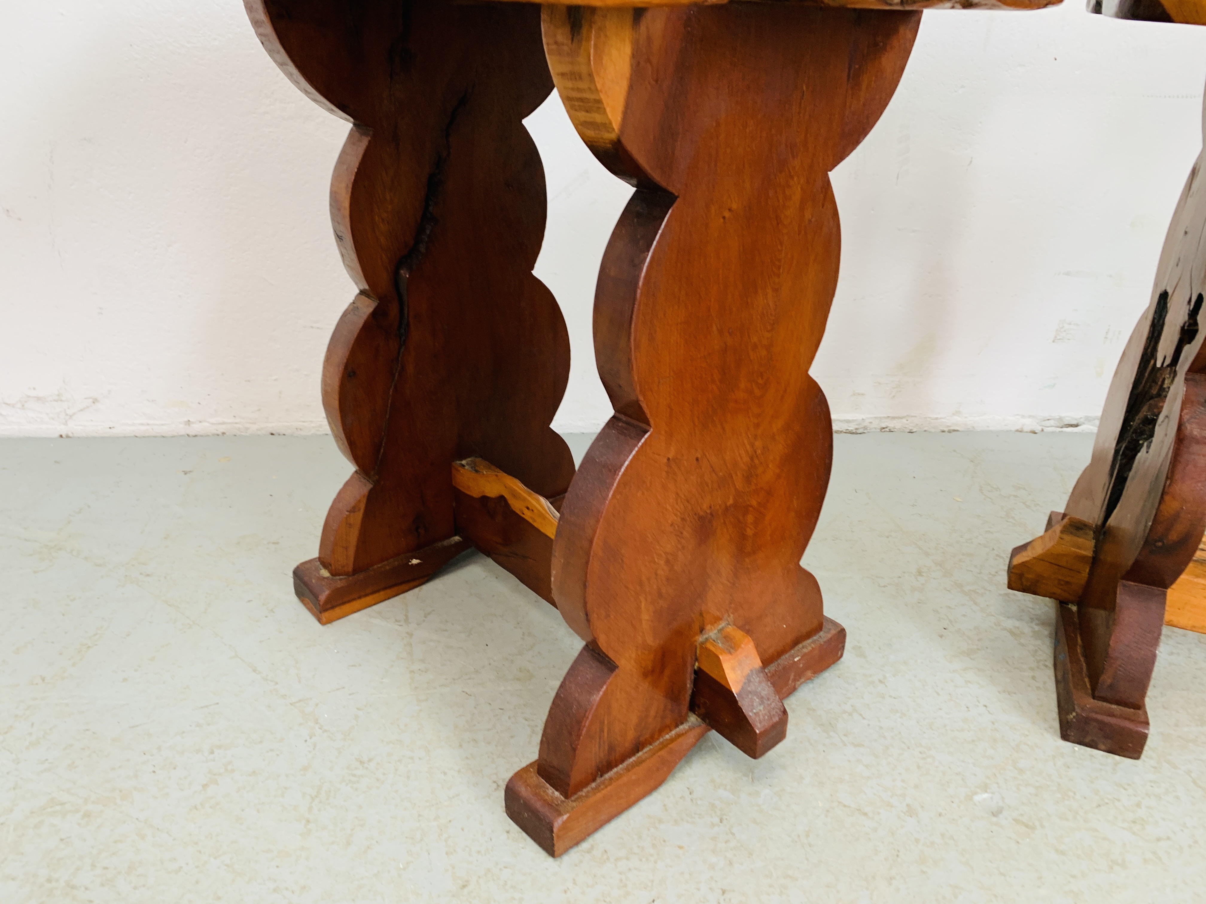 PAIR OF NATURAL SLAB WOOD OCCASIONAL TABLES - W 49CM. D 34CM. H 46CM. - Image 5 of 5