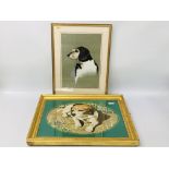 FRAMED OIL OF A BEAGLE "TOBY" IN OVAL MOUNT BEARING SIGNATURE D. CLARK - W 44CM. H 34CM.