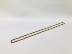 A 9CT GOLD WATCH CHAIN LENGTH 89CM.