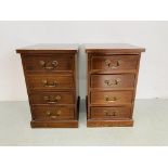 PAIR OF MAHOGANY 4 DRAWER BEDSIDE CHESTS WITH FITTED BRASS HANDLES - W 35CM. D 39CM. H 56CM.