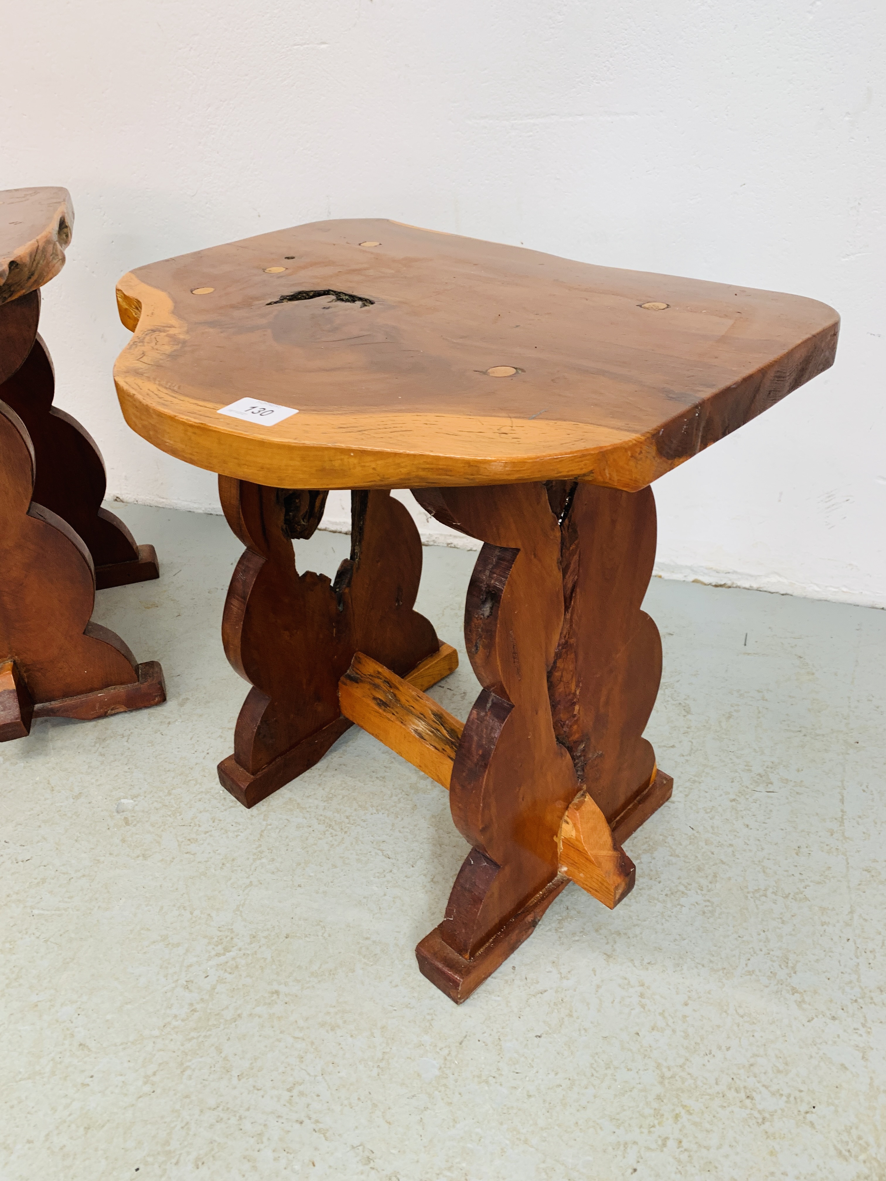 PAIR OF NATURAL SLAB WOOD OCCASIONAL TABLES - W 49CM. D 34CM. H 46CM. - Image 2 of 5