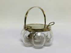 A GLASS PRESERVE POT OF LOBED FORM, THE SILVER MOUNTS BY HUKIN & HEATH, LONDON,