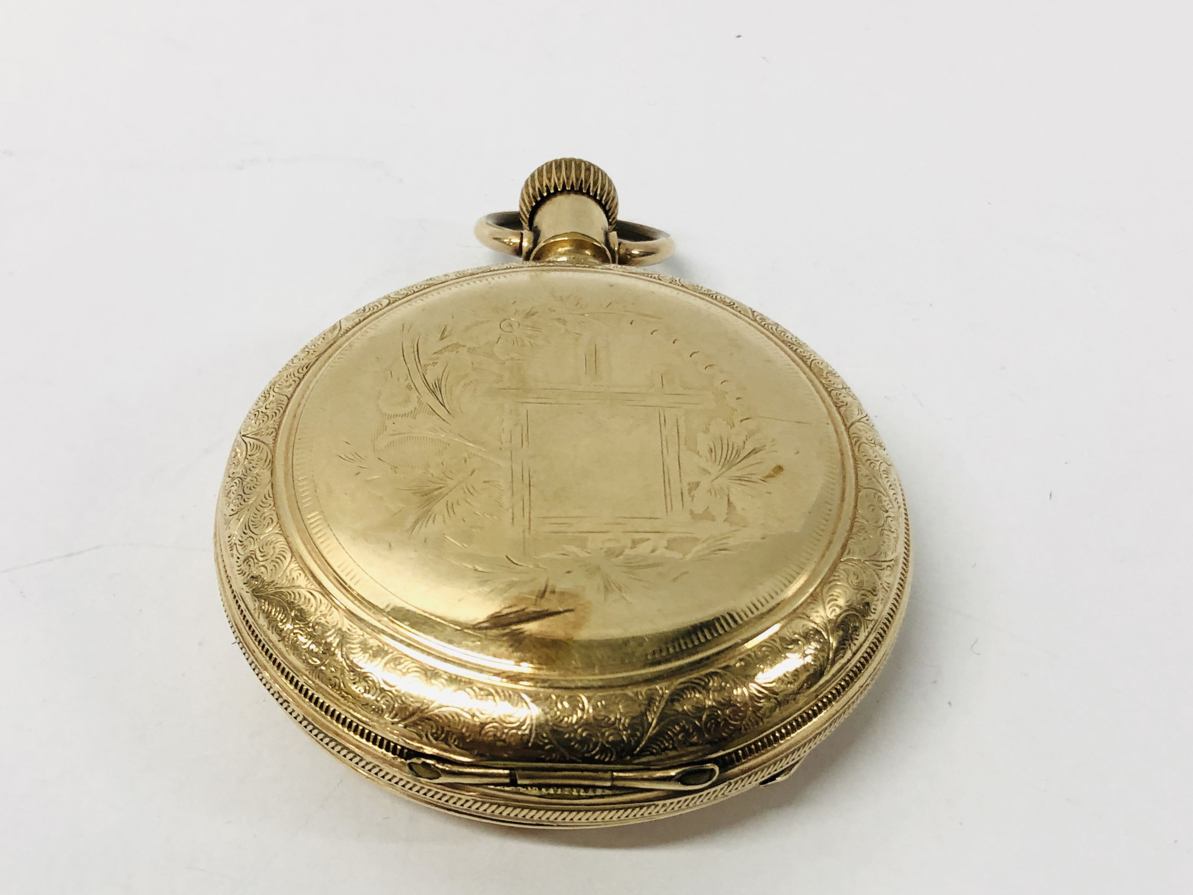 2 X VINTAGE GOLD PLATED POCKET WATCHES - ONE MARKED "ELGIN NATIONAL WATCH CO. - Image 9 of 14