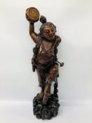 HARDWOOD CHINESE ROOT CARVING FIGURE - H 67CM.