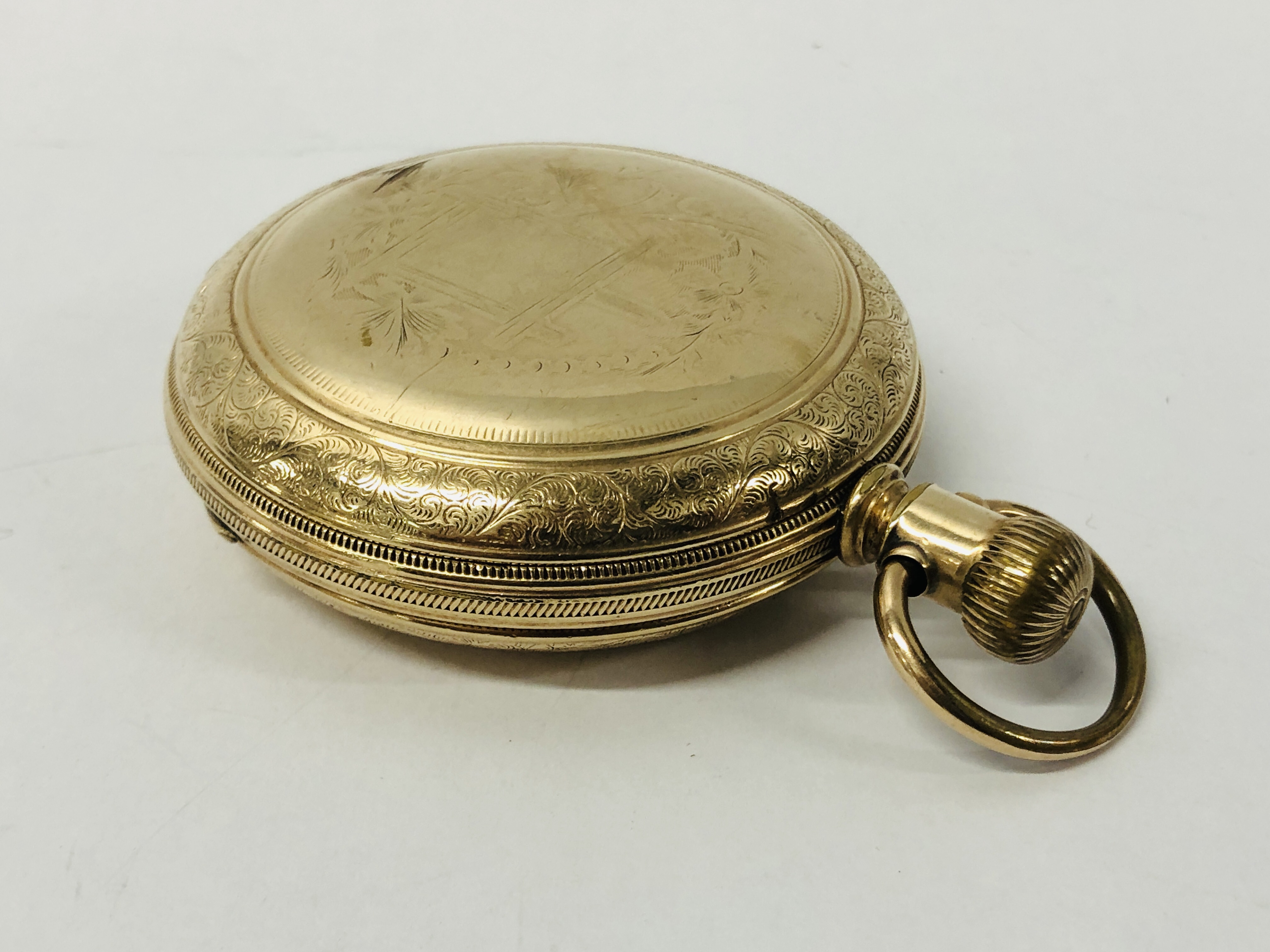 2 X VINTAGE GOLD PLATED POCKET WATCHES - ONE MARKED "ELGIN NATIONAL WATCH CO. - Image 11 of 14