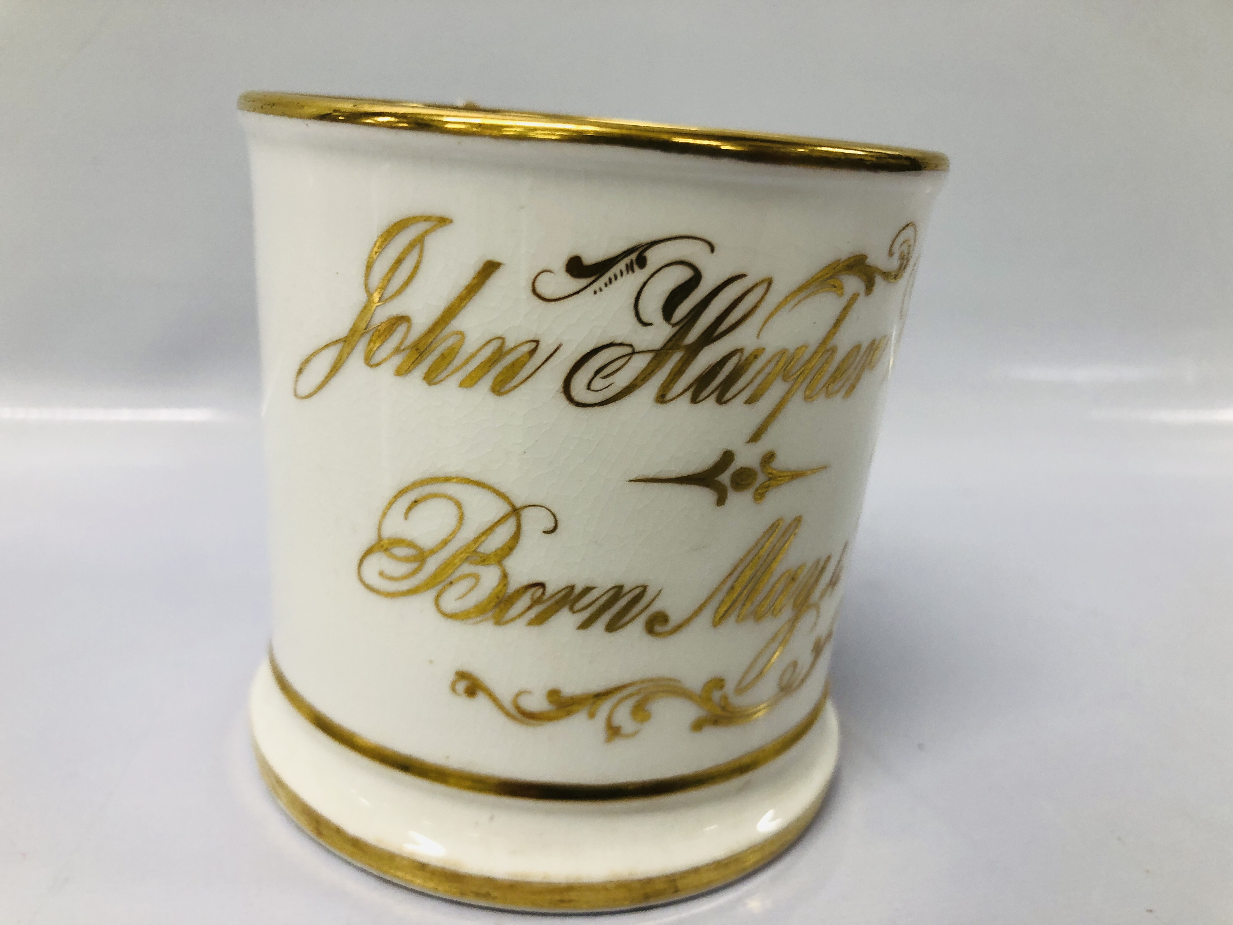 VINTAGE "DAVENPORT" MUG HANDPAINTED WITH FLOEWRS AND LAKE SCENE ALONG WITH A CREAM WARE CHRISTENING - Image 7 of 9