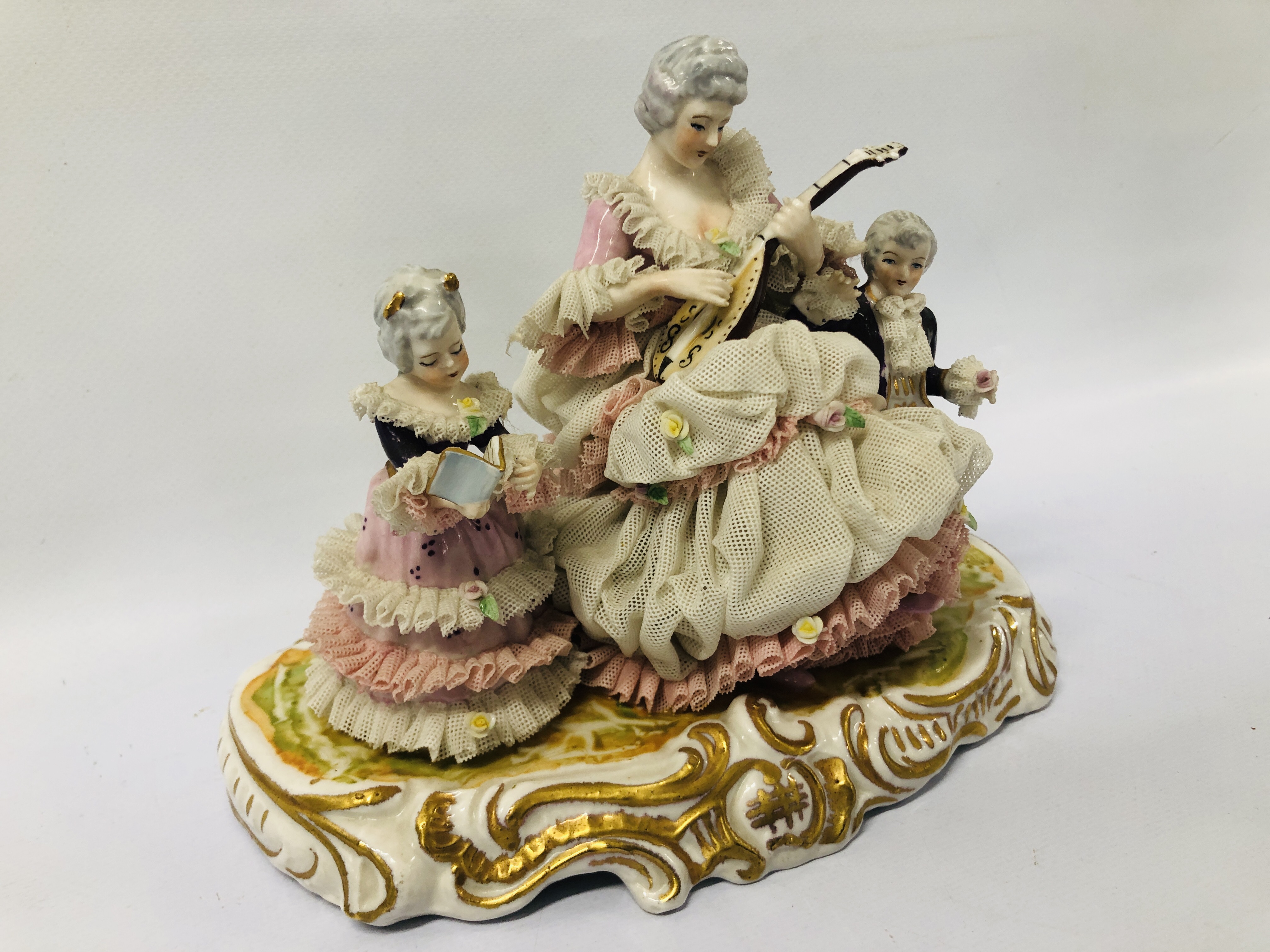 PAIR OF ITALIAN ORNAMENTS "LADY'S UPON PENNY FARTHINGS" H 24CM ALONG WITH A FIGURED CABINET - Image 3 of 10