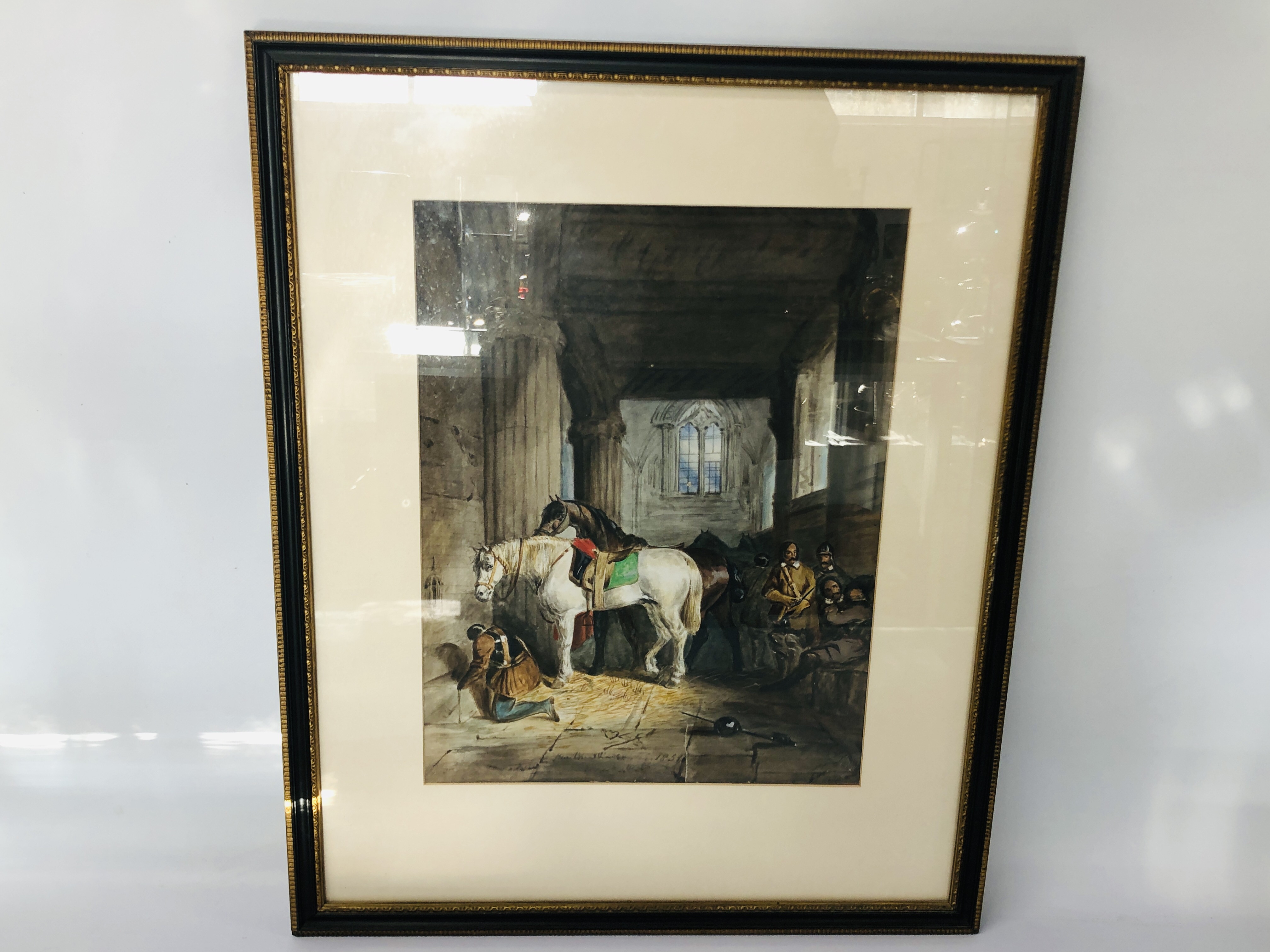 2 FRAMED WATERCOLOURS COLOGNE CATHEDRAL INTERIOR SCENE 45CM X 32CM AND STABLE SCENE 42CM X 32CM - Image 7 of 11