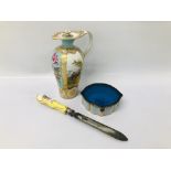 DRESDEN SCENT FLASK, HAND PAINTED DETAIL, DRESDEN LETTER OPENER,