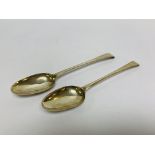 A PAIR OF SILVER BRIGHT-CUT SERVING SPOONS, T CHAWNER,