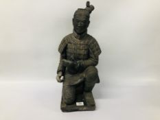 A REPLICA STUDY OF KNEELING CHINESE WARRIOR HEIGHT 55CM A/F