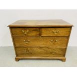 ANTIQUE MAHOGANY TWO OVER TWO DRAWER CHEST - W 111CM. D 55CM. H 83CM.