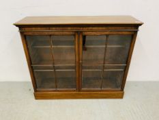 A MAHOGANY TWO DOOR GLAZED DISPLAY CABINET, BEING A TOP HALF OF A BOOKCASE, NOW CONVERTED - W 100CM.