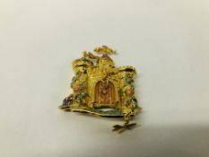 KIRKS FOLLY ENAMELLED MAGICAL CASTLE BROOCH