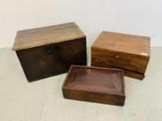 VINTAGE OAK CASKET - W 55CM. D 36CM. H 33CM.