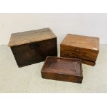 VINTAGE OAK CASKET - W 55CM. D 36CM. H 33CM.