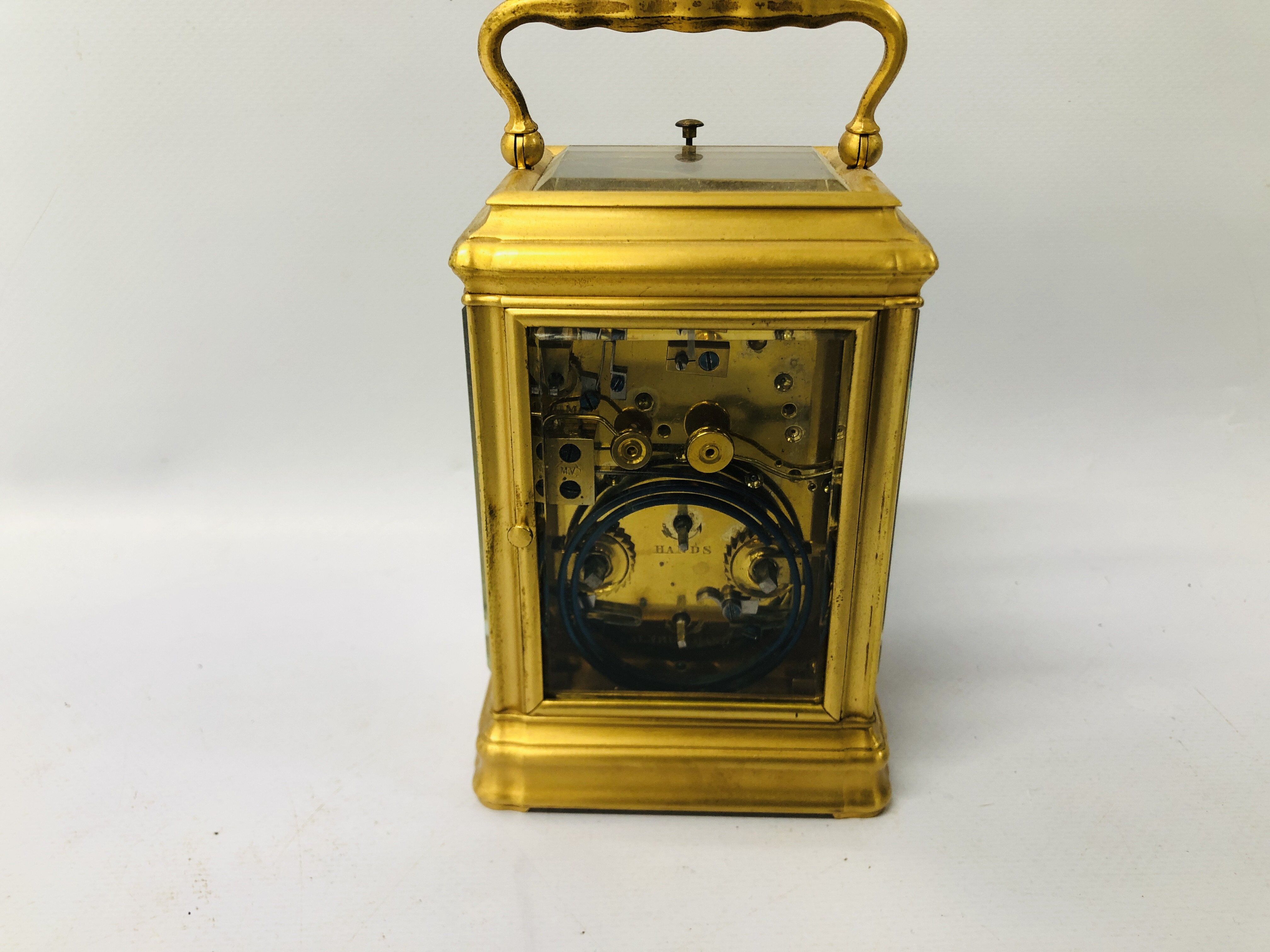 A LATE C19TH BRASS CARRIAGE CLOCK, - Image 7 of 12