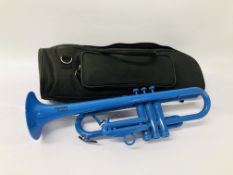 TROMBA TROMPET BLUE FINISH TRUMPET IN PROTECTIVE CASE WITH ACCESSORIES