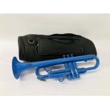 TROMBA TROMPET BLUE FINISH TRUMPET IN PROTECTIVE CASE WITH ACCESSORIES