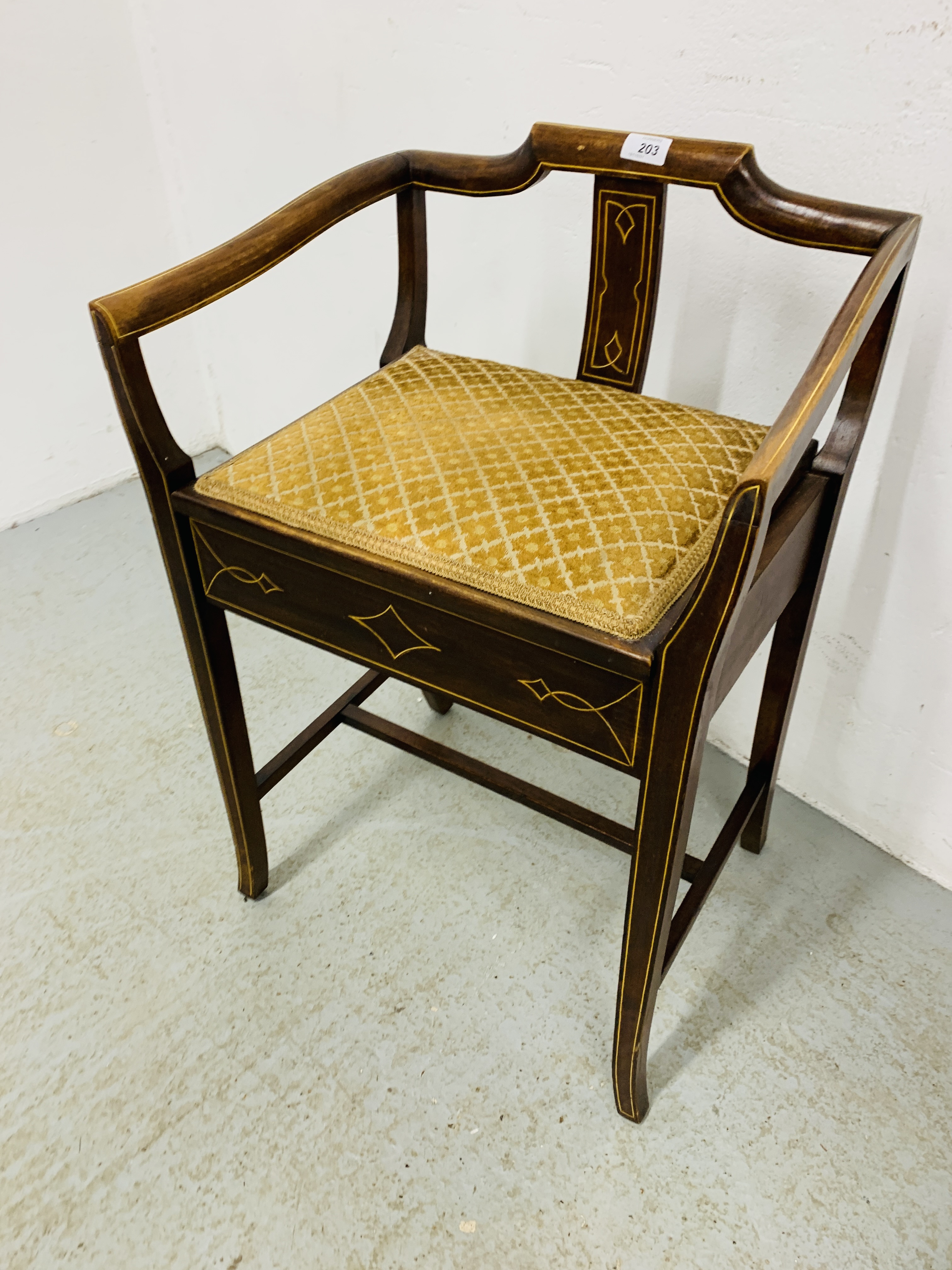 EDWARDIAN MAHOGANY INLAID MUSIC STOOL - Image 2 of 6