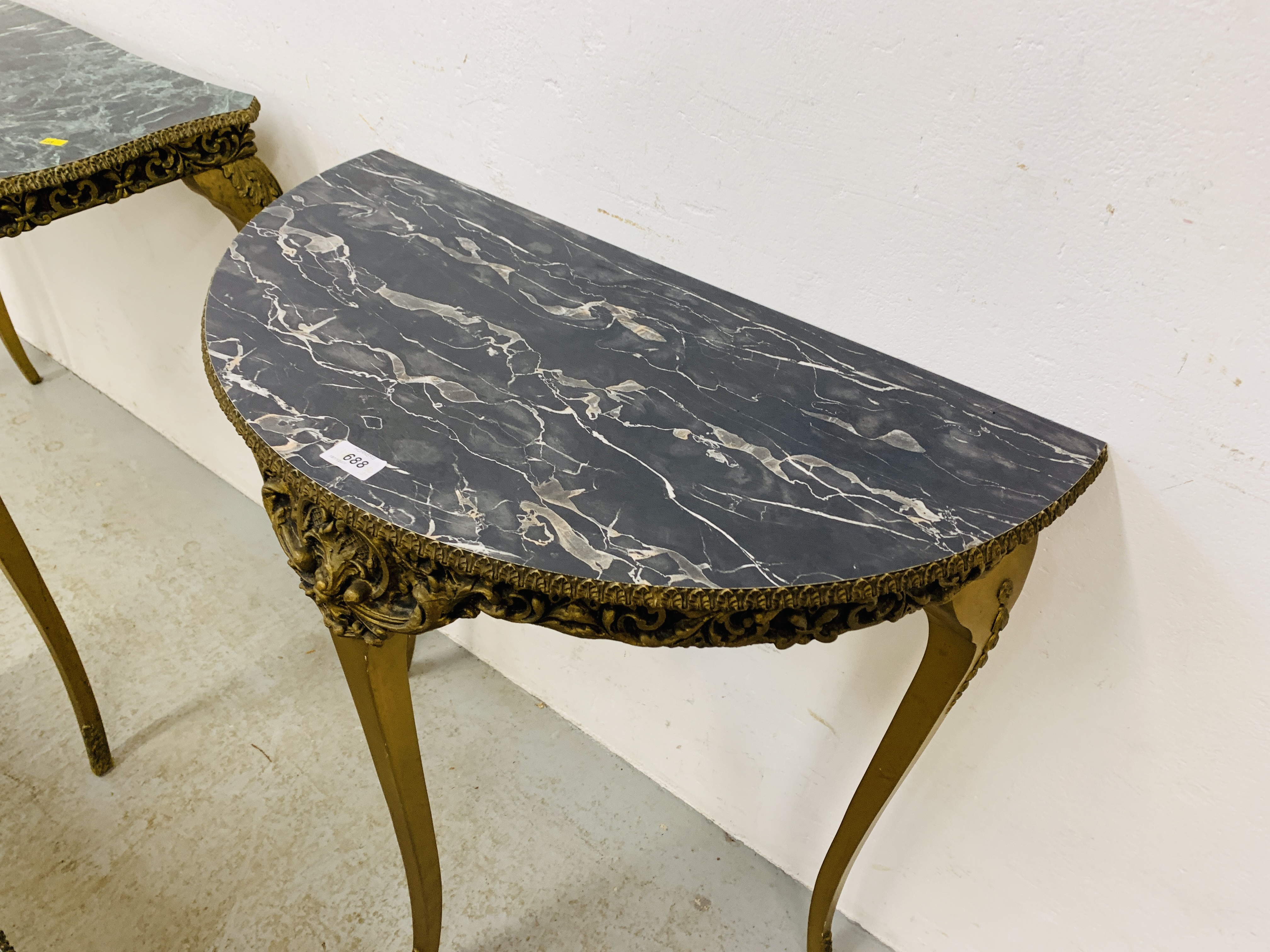 THREE ORNATE MOCK MARBLE EFFECT TOP OCCASIONAL TABLES A/F - Image 2 of 7