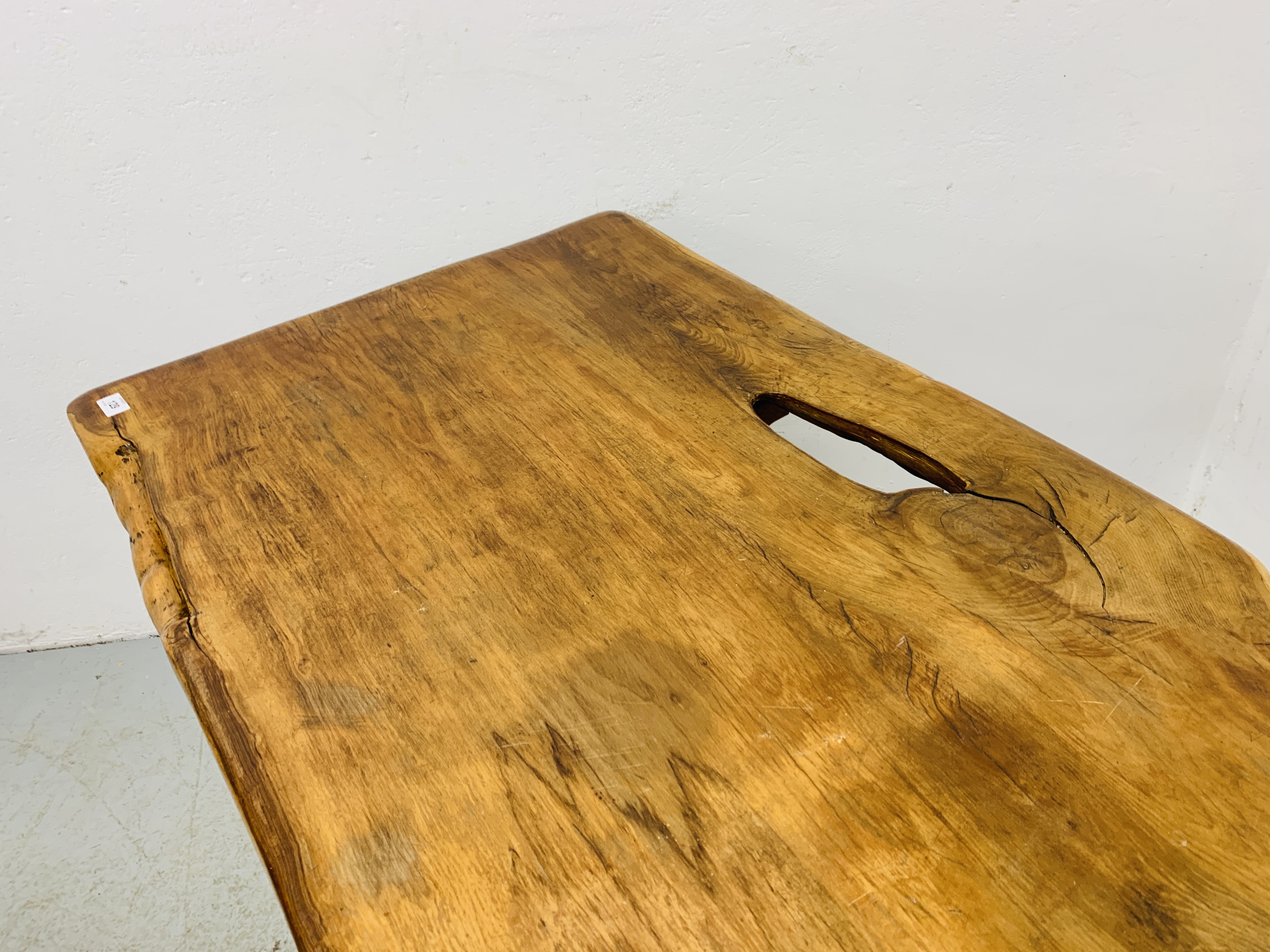 NATURAL SLAB WOOD DINING TABLE - W 160CM. D 66CM. H 78CM. - Image 2 of 8