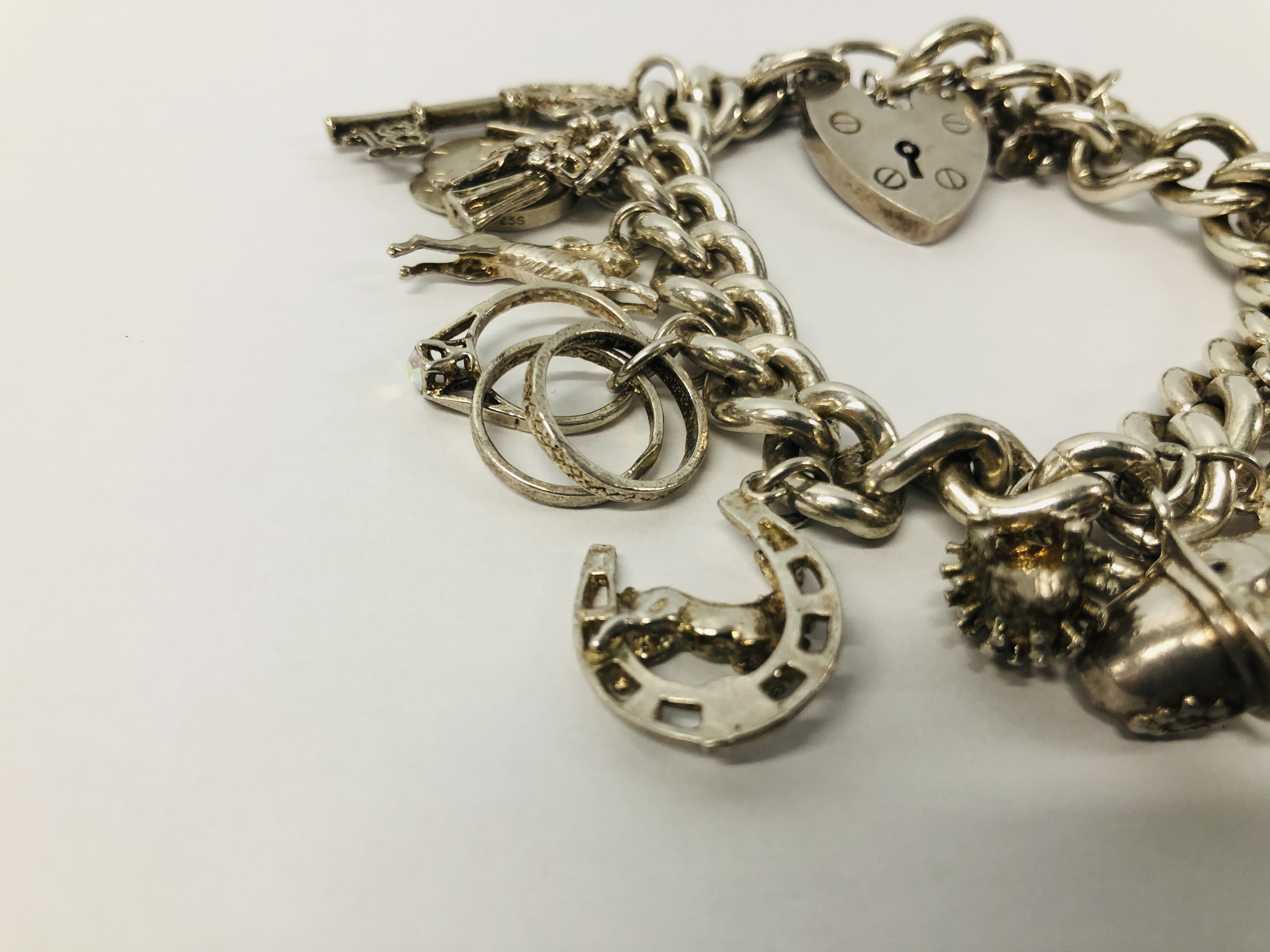 SILVER CHARM BRACELET (15 CHARMS ATTACHED) - Image 3 of 8