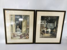 2 FRAMED WATERCOLOURS COLOGNE CATHEDRAL INTERIOR SCENE 45CM X 32CM AND STABLE SCENE 42CM X 32CM