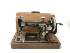 VINTAGE SINGER SEWING MACHINE IN FITTED CASE - SOLD AS SEEN