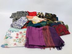 A QUANTITY OF DESIGNER SCARVES TO INCLUDE JASPER CONRAN, CORNELIA JAMES, CREW, LIBERTY A/F, JACQMAR,