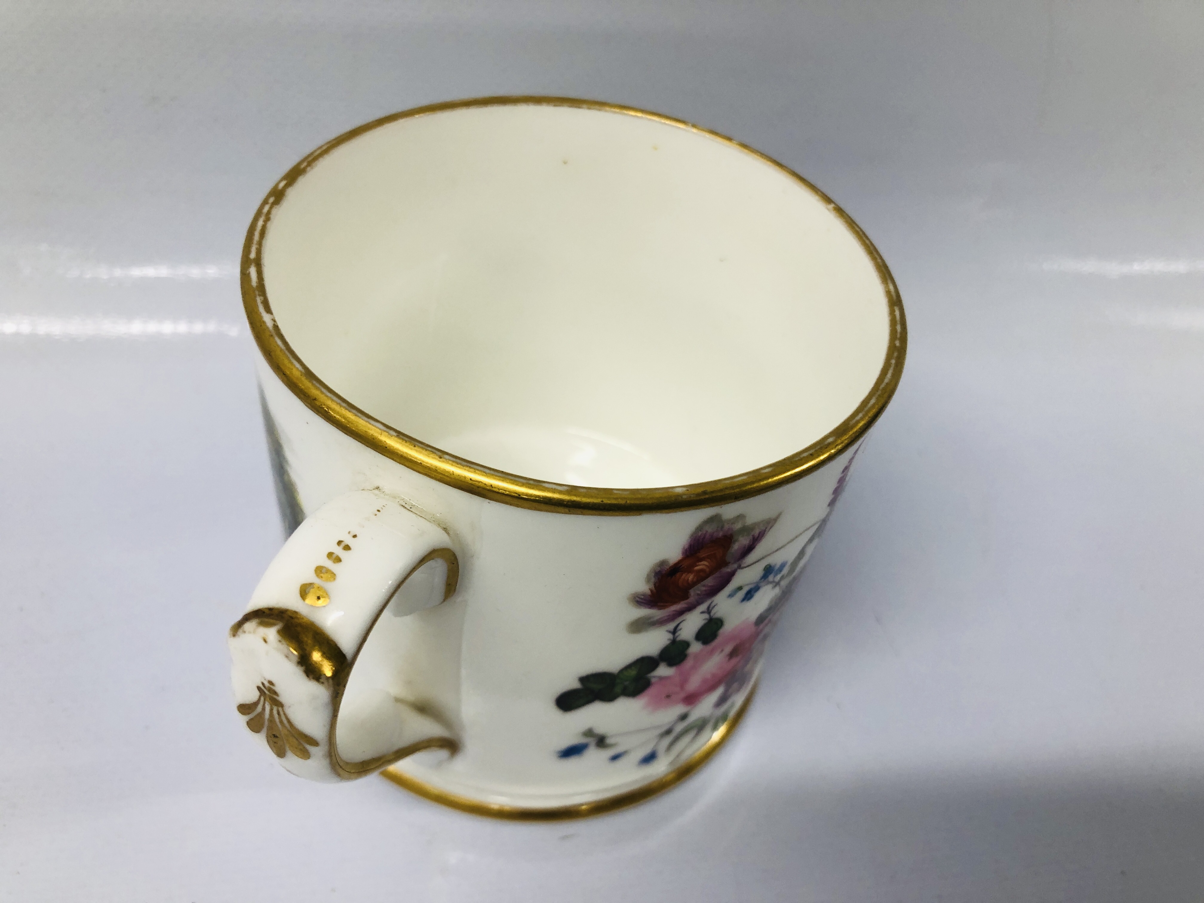 VINTAGE "DAVENPORT" MUG HANDPAINTED WITH FLOEWRS AND LAKE SCENE ALONG WITH A CREAM WARE CHRISTENING - Image 5 of 9