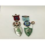 2 X SILVER MASONIC ENAMELLED MEDALS,