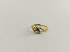 9CT GOLD TWO STONE DIAMOND RING