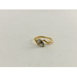 9CT GOLD TWO STONE DIAMOND RING