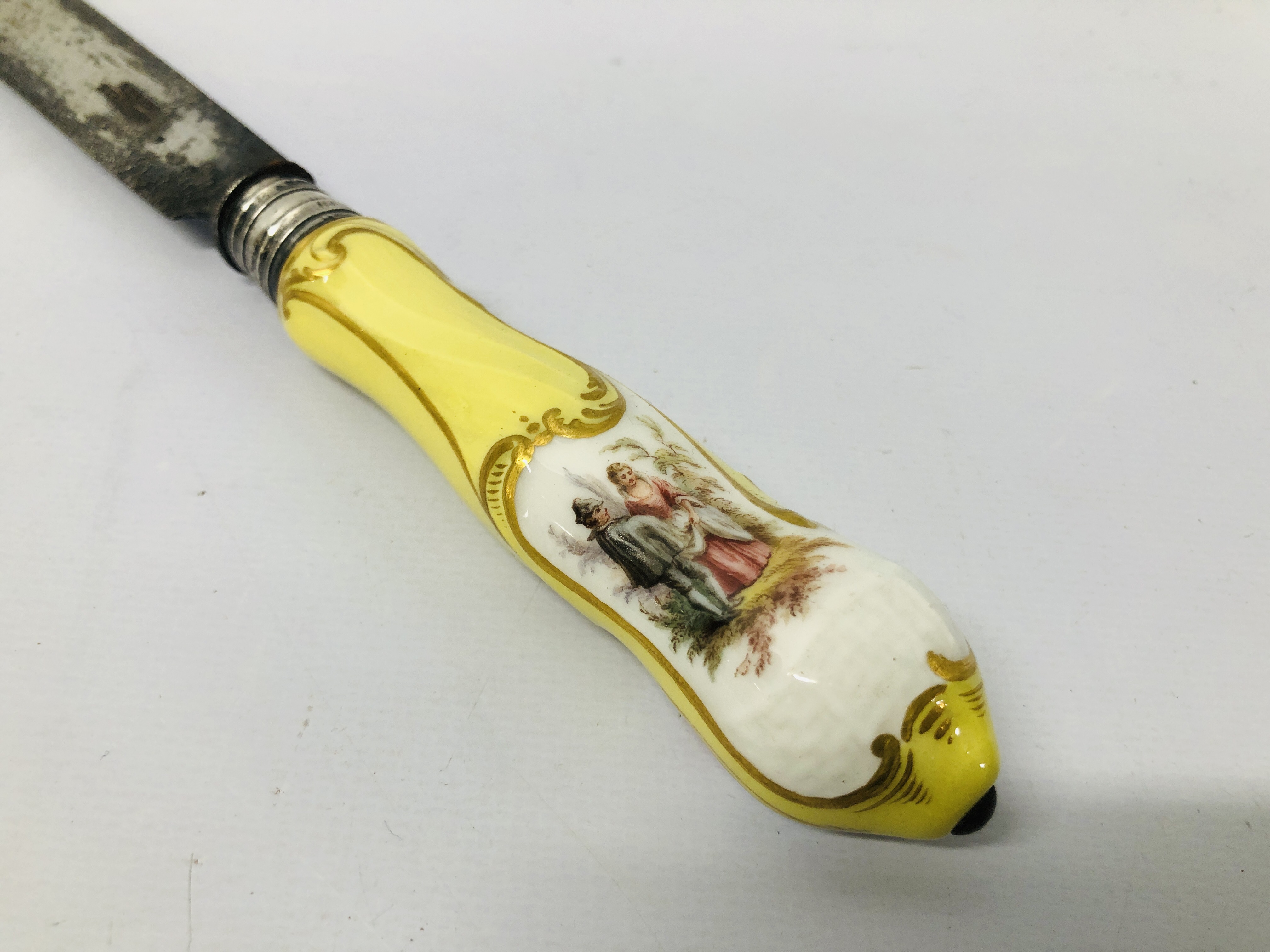 DRESDEN SCENT FLASK, HAND PAINTED DETAIL, DRESDEN LETTER OPENER, - Image 12 of 14