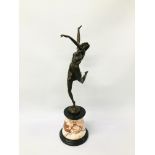 AN ART DECO BRONZE FIGURINE ON A MARBLE BASE BEARING SIGNATURE B. ZACH - H 64CM.