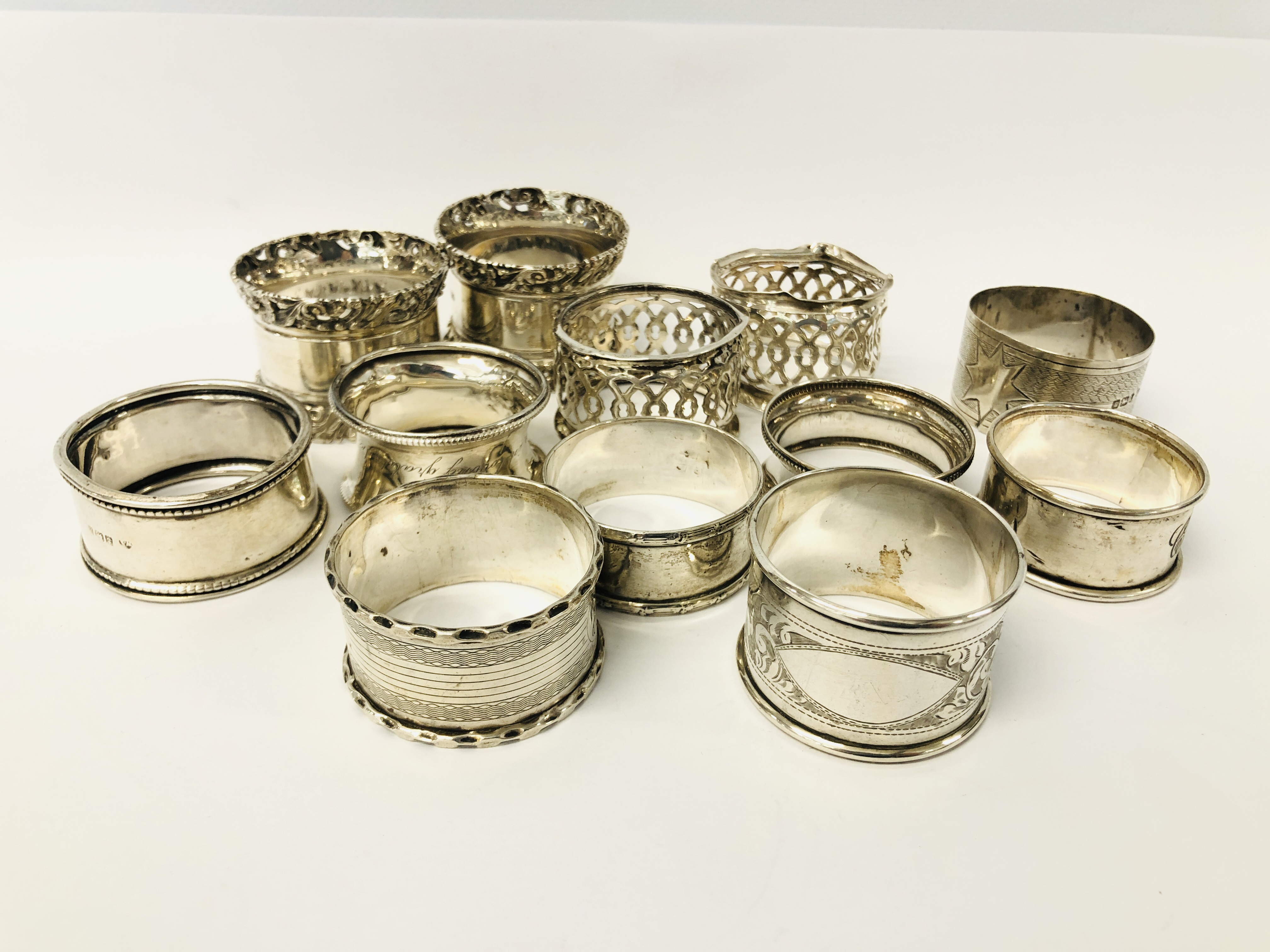 A PAIR OF GOOD QUALITY SILVER NAPKIN RINGS SHEFFIELD ASSAY MAKER H.A.