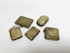 5 SILVER VESTA CASES,