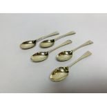 SIX BRIGHT-CUT SILVER TEASPOONS,