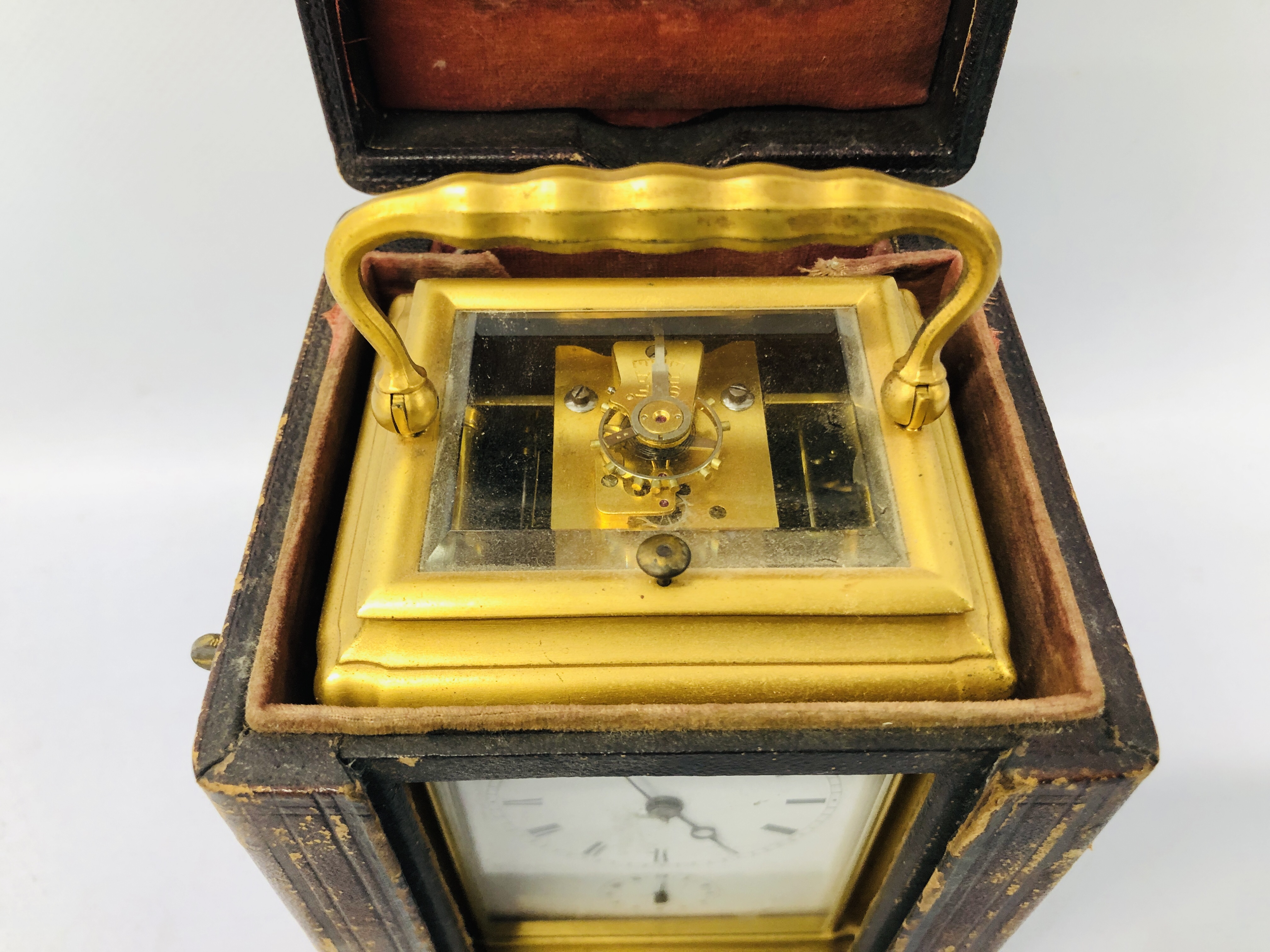 A LATE C19TH BRASS CARRIAGE CLOCK, - Image 5 of 12