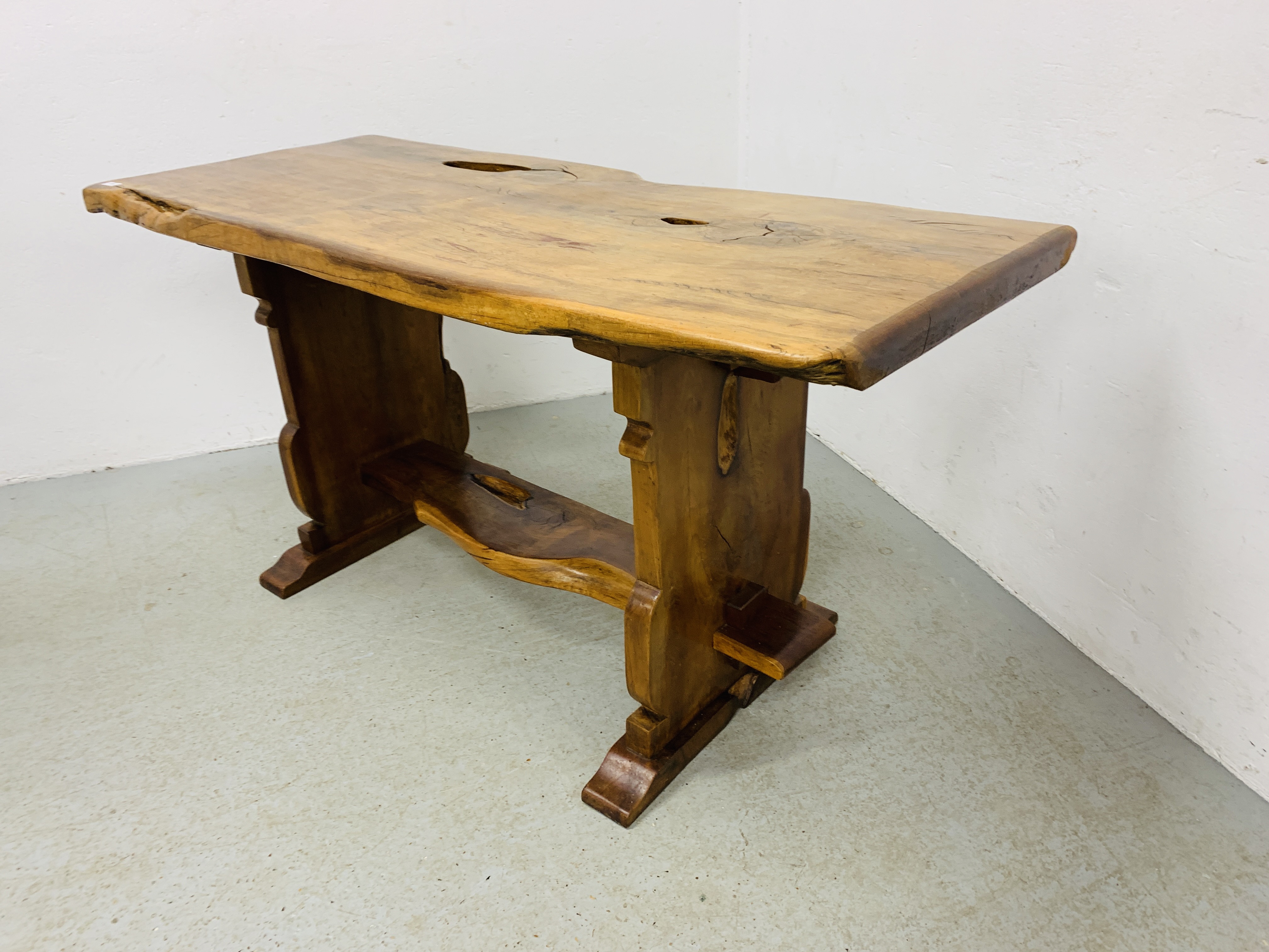 NATURAL SLAB WOOD DINING TABLE - W 160CM. D 66CM. H 78CM. - Image 8 of 8