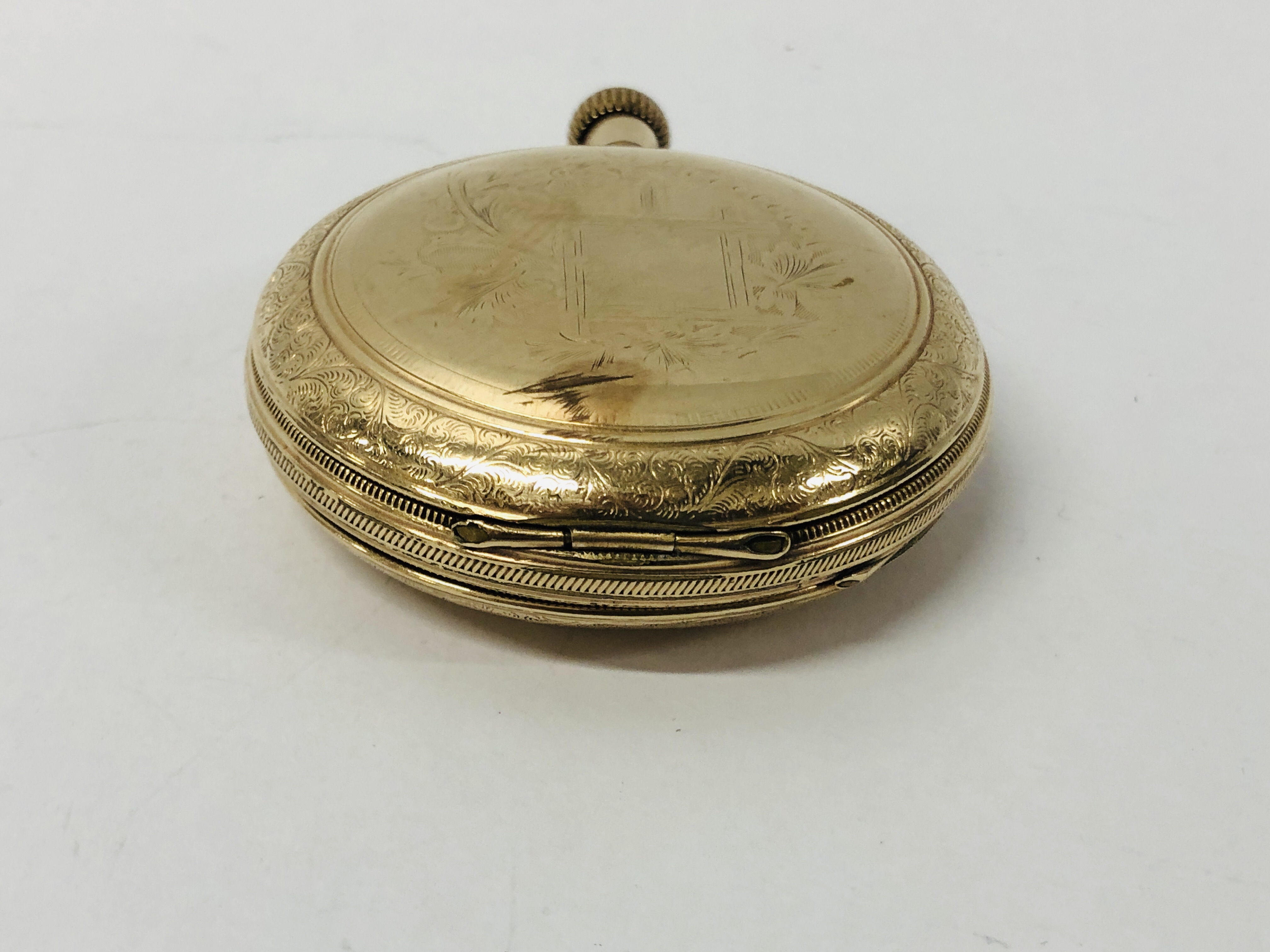 2 X VINTAGE GOLD PLATED POCKET WATCHES - ONE MARKED "ELGIN NATIONAL WATCH CO. - Image 10 of 14