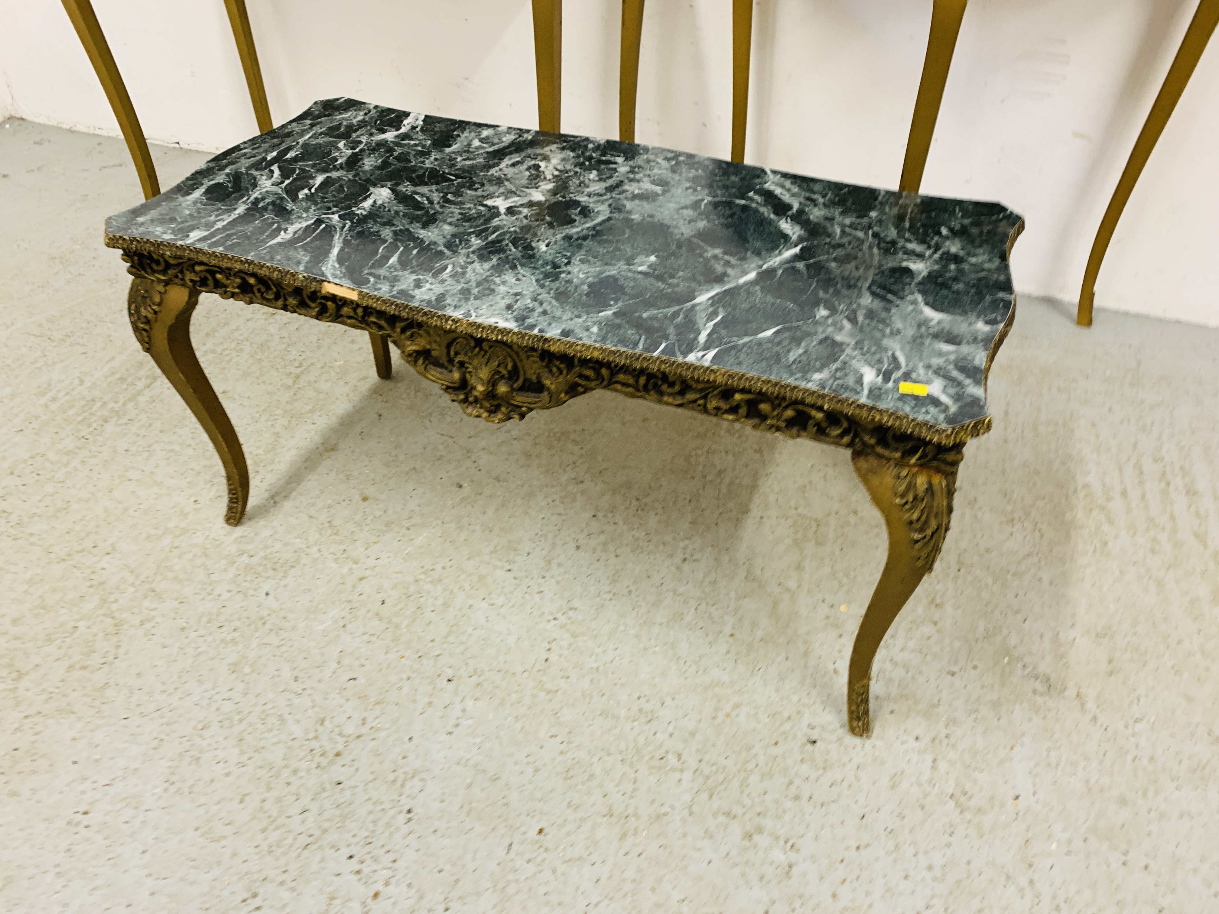 THREE ORNATE MOCK MARBLE EFFECT TOP OCCASIONAL TABLES A/F - Image 7 of 7