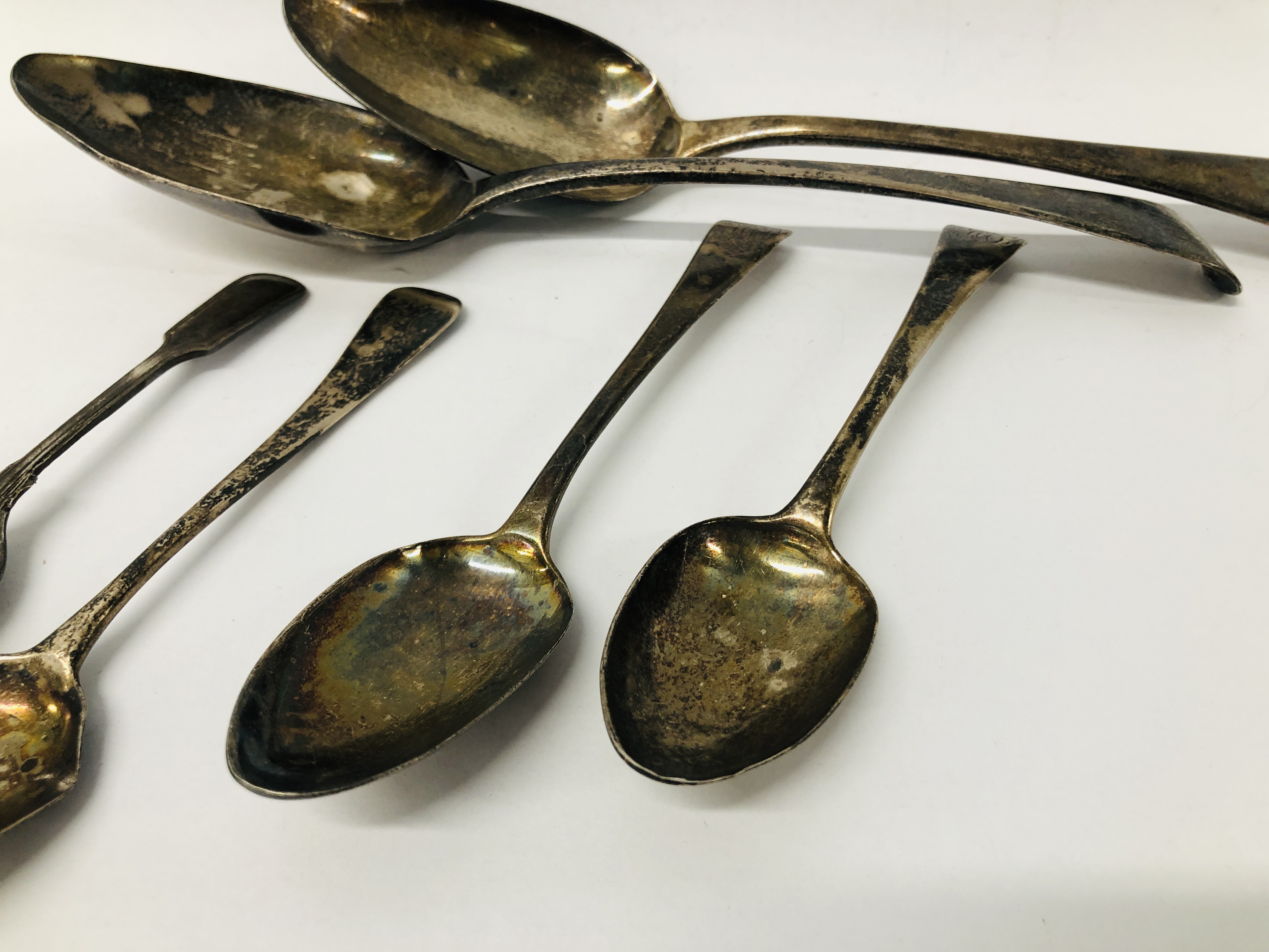 TWO GEORGIAN SILVER SERVING SPOONS, OLD ENGLISH PATTERN, - Image 2 of 7