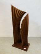 A DESIGNER HARDWOOD SCULPTURE - HEIGHT 77CM.